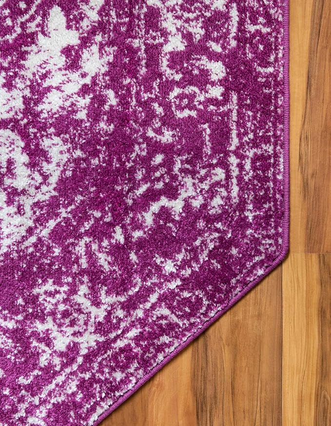 Rugs.com Arlington Collection Rug – 8 Ft Octagon Purple Medium-Pile Rug Perfect for Living Rooms, Kitchens, Entryways