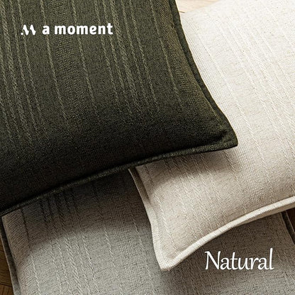 a moment Linen Pillow Covers Set of 2,Boho Farmhouse Throw Pillowcases Neutral Textured Decorative Covers for Couch Sofa,Linen Blend Accent Case Cushion Living Room Home Decor 20"x20"Dark Green