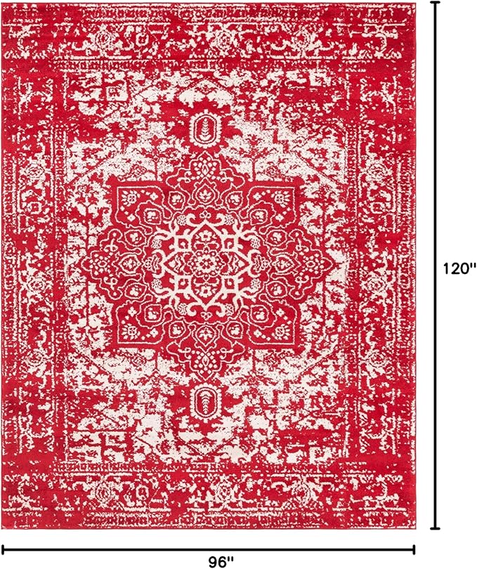 Rugs.com Arlington Collection Rug – 8' x 10' Red Medium-Pile Rug Perfect for Living Rooms, Large Dining Rooms, Open Floorplans