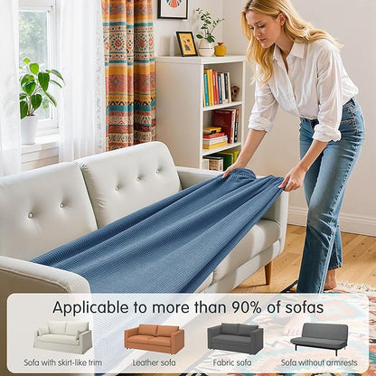 Hokway Couch Cushion Covers Stretch Cushion Covers Sofa Seat Cushion Slipcover Cushion Protector(DenimBlue, Medium)