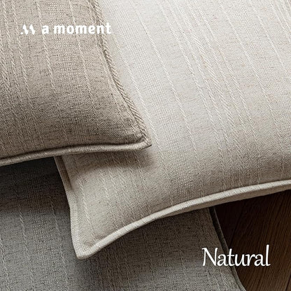 a moment Linen Pillow Covers Set of 2,Boho Farmhouse Throw Pillowcases Neutral Textured Decorative Covers for Couch Sofa, Linen Blend Accent Case Cushion Living Room Home Decor 26"x26" Beige Grey