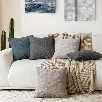 Foindtower Decorative Textured Boucle Throw Pillow Covers Accent Solid Pillow Cases Neutral Long Body Lumbar Couch Cushion Case for Chair Sofa Bedroom Living Room Home Decor 14x36 Inch,1PC,Blue