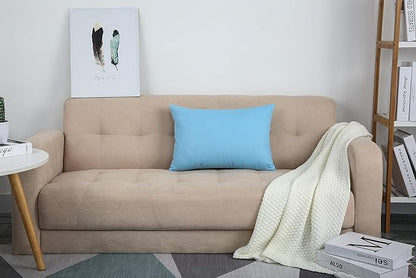 TangDepot Handmade Decorative Solid 100% Cotton Canvas Throw Pillow Covers/Pillow Shams, (12"x20", Sky Blue)