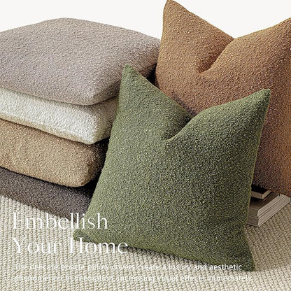 Foindtower Textured Boucle Throw Pillow Covers Accent Solid Lumbar Pillow Cases Cozy Soft Decorative Couch Cushion Case for Chair Sofa Bedroom Living Room Home Decor, 12 x 20 Inch,Green