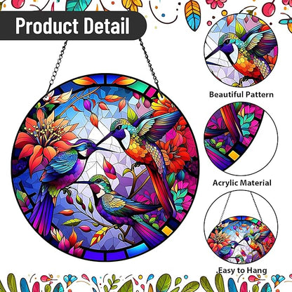 Colorful Acrylic Sun Catcher Window Decor - Rainbow Maker with Hook & Chain, SunCatcher Window Pendant Decoration Gift for Indoor Outdoor (Style 2)