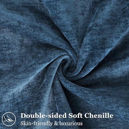decorUhome Spring Couch Euro Sham Throw Pillow Covers 24x24 Set of 2, Decorative Soft Velvet Neutral Chenille Pillow Covers with Elegant Design for Sofa Bed Living Room Home Decor, Poseidon