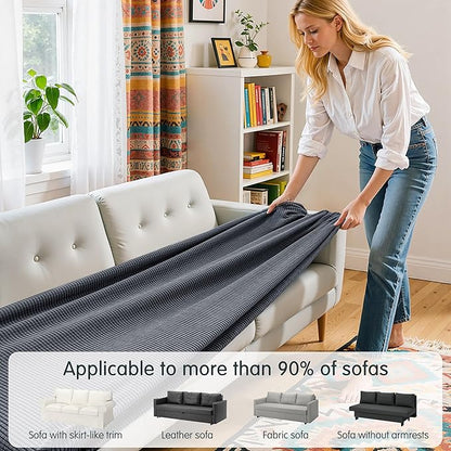 Hokway Large Couch Cushion Covers Stretch Cushion Covers Sofa Seat Cushion Slipcover Protector(Gray, Large)