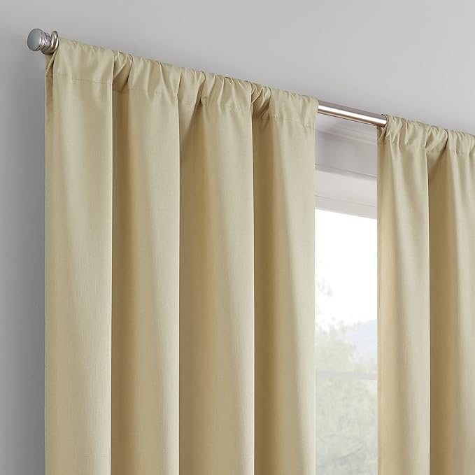 ECLIPSE Kendall Modern Blackout Thermal Rod Pocket Window Curtain for Bedroom or Living Room (1 Panel), 42 X 54, Cafe