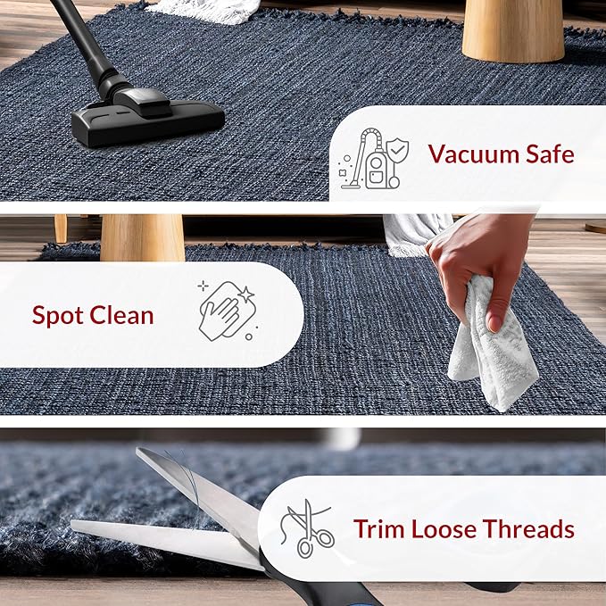 Nuloom Daniela Navy, 4' x 6', Handmade, Jute, Tassel, Soft and Textured, High Traffic, Stain Resistant, Easy Clean, Durable Area Rug for Bedroom, Living Room, Dining Space, Foyer, Entryway