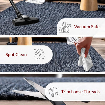 Nuloom Daniela Navy, 2'6" x 8', Handmade, Jute, Tassel, Soft and Textured, High Traffic, Stain Resistant, Easy Clean, Durable Runner for Bedroom, Living Room, Dining Space, Foyer, Entryway