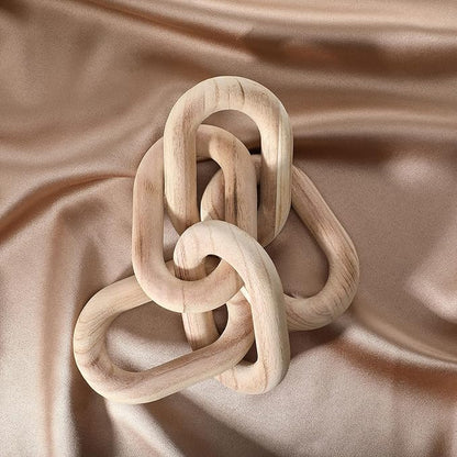 Decorative Wood Link Chain Wooden Chain Decor 5 Link Decoration for Family Party Home Office Decoration Supplies(Wood Color)