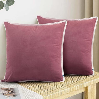 FINGERCRAFT Decorative Throw Pillow Cover Pack of 2 Soft Velvet Cushion Cover, Sofa and Bedroom Pillow Case 24" x 24" Pink
