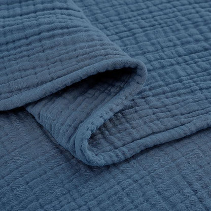 100% Cotton Muslin King Blanket (108" x 90") – A Luxuriously Soft, 4-Layer Lightweight and Breathable Gauze Blanket, Perfect for Year-Round use on beds, couches (Pacific Blue, King)