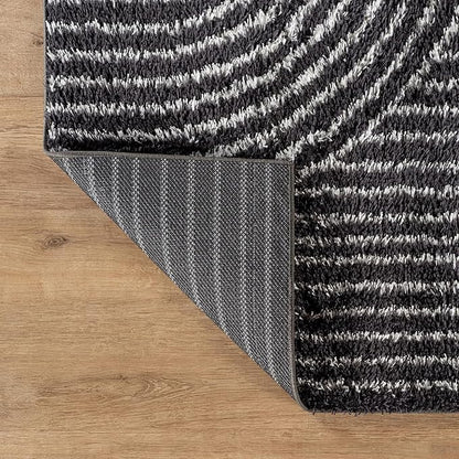 Rugshop Circles Arch Shag Area Rug Anthracite Dark Gray 5' x 7' Great for Bedrooms, Living Rooms, or Under Coffee Tables