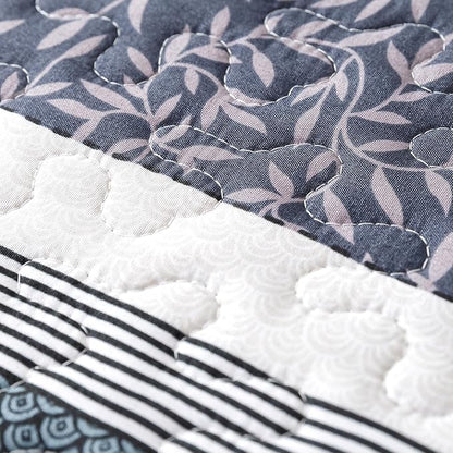HoneiLife Quilt Sets King Size - 3 Pieces Microfiber Bedspreads Lightweight Coverlets Retro Bed Cover King Quilt Bedding Set All Season Quilts-Grey