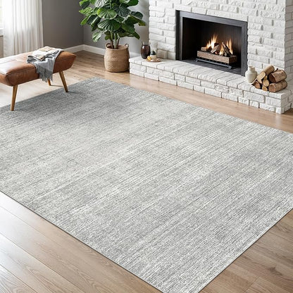 Valenrug Washable Rugs 7x9 - Stain Resistant 7x9 Area Rugs for Living Room, Non Slip Backing Printed Rugs for Bedroom, Folable Machine Washable Area Rug (7'x9', Grey)