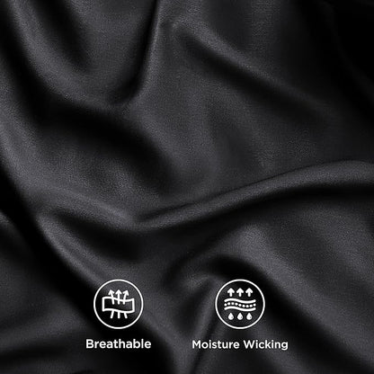 Bedsure California King Sheet Sets, Cooling Sheets for Hot Sleepers, Rayon Derived from Bamboo, Breathable & Soft, Deep Pocket Up to 16 Inches, Hotel Luxury Silky Bedding, Black