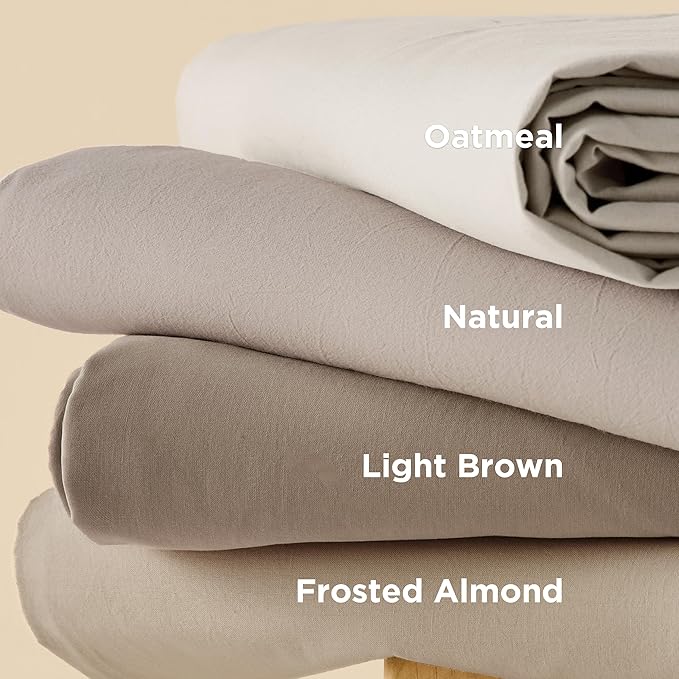 Bedsure 100% Washed Cotton Duvet Cover Cal King - Light Brown Minimalist Duvet Cover Linen Like for All Seasons - GentleSoft™ Plain Simple Bedding, 3 Pieces (Light Brown, California King, 104"x98")