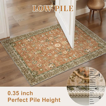 Tangsoo Washable Runner Rug for Hallway Non Slip, 2x6 Boho Floral Vintage Carpet Runner Rugs for Entryway, Floor Soft Low Pile Runners for Kitchen Bathroom Laundry Bedroom Alfombra Farmhouse