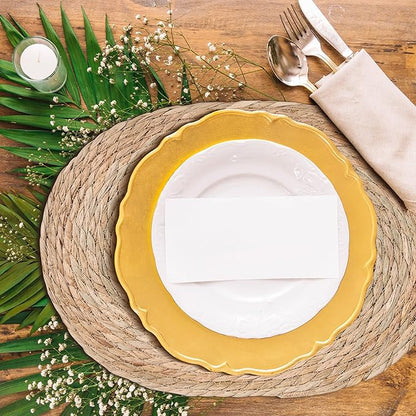 Defined Deco Woven Placemats Set of 10,16"x12"Braided Oval Rattan Table Mats,Farmhouse & Boho Vintage Style for Christmas Dining, Kitchen, and Party Decor