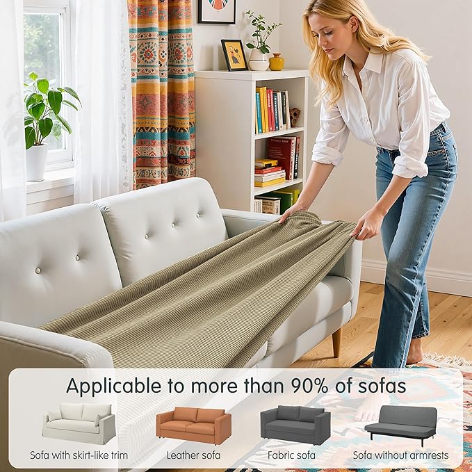 Hokway Couch Cushion Covers Stretch Cushion Covers Sofa Seat Cushion Slipcover Cushion Protector(Sand, Medium)