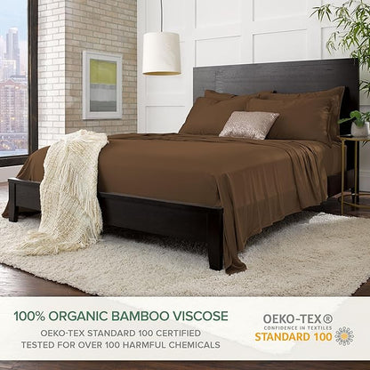 Pure Bamboo Twin Sheets, Genuine 100% Organic Viscose Derived from Bamboo Bed Sheet Set, Luxuriously Soft & Cooling, Double Stitching, 2 Year Quality Promise (Twin, Coconut Husk)