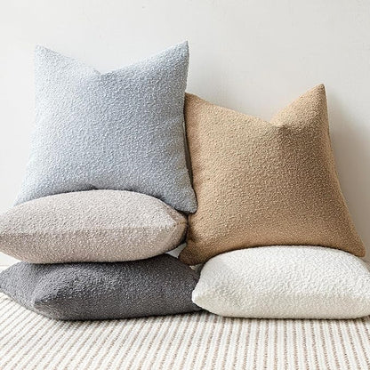 Foindtower Modern Textured Boucle Throw Pillow Covers Accent Solid Decorative Pillow Cases Cozy Woven Couch Cushion Case for Chair Sofa Bed Living Room Home Decor, 20 x 20 Inch, 1PC, Light Blue