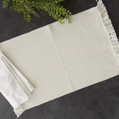 DII Variegated Tabletop Collection, Placemat Set3x19, Off-White, 6 Piece