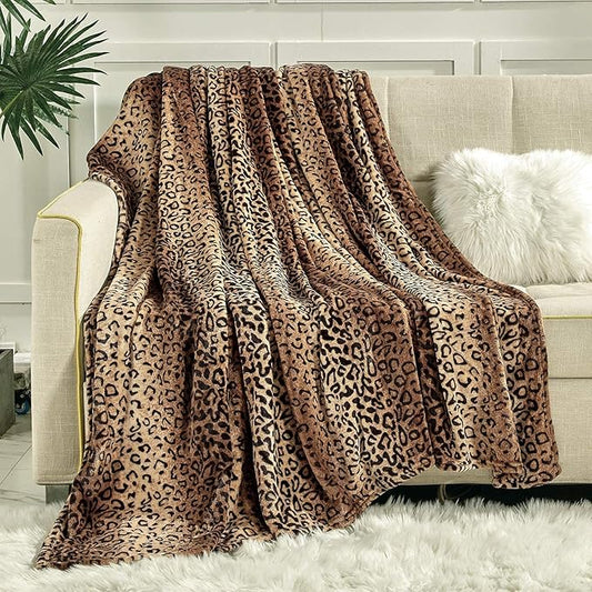 Viviland Flannel Fleece Blanket King Size 90x108 inches, Lightweight, Super Soft Cozy Warm Blanket, Leopard Print