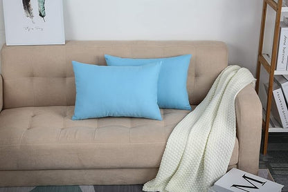 TangDepot Handmade Decorative Solid 100% Cotton Canvas Throw Pillow Covers/Pillow Shams, (12"x20", Sky Blue)