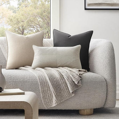 Neutral Grey Linen Pillow Covers Pack of 4 Decorative Natural Solid Throw Pillow Covers Soft Accent Boho Farmhouse Couch Pillowcases Modern Home Decors for Living Room Bed Sofa 20x20 Inch