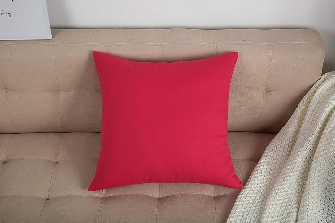 TangDepot Cotton Solid Throw Pillow Covers, 14" x 14" , Watermelon Red, 1 Count (Pack of 1)