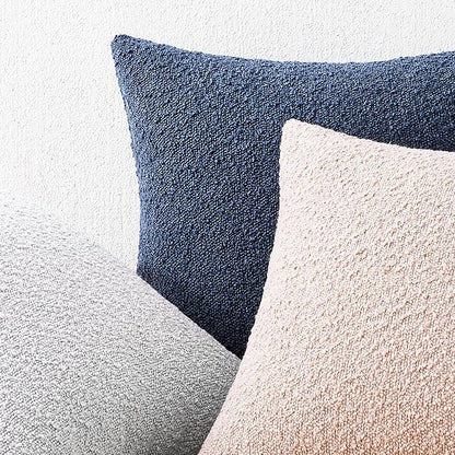 Mixhug Decorative Boucle Throw Pillow Covers, Pink, 12 x 20 Inches, Pack of 2 - Textured Boho Pillow Covers for Couch and Bed