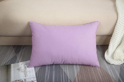 TangDepot Handmade Decorative Solid 100% Cotton Canvas Throw Pillow Covers/Pillow Shams, (12"x20", Light Purple Lavende)