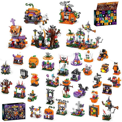 31-Day Halloween Advent Calendar 2025, Halloween Countdown Calendar for Kids Adult - Haunted House, Pumpkins, Ghosts Mini Building Block Gifts for Kids Party Goodie Bag Stuffers