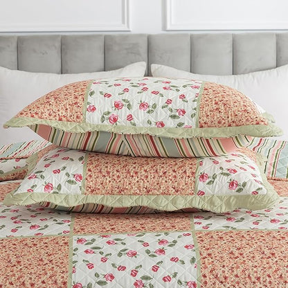 HoneiLife King Size Quilt Sets - 3 Piece Microfiber Quilt Set Lightweight Bedspreads Reversible Coverlets Rustic Bed Cover King Quilt Bedding Set All Season Use