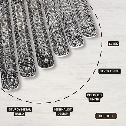 Hosley Antique Silver Aluminium Incense Holders. Set of 1, Each 9.5-Inch-Long Holder, Rich Antique Silver Finish Adding Rustic Charm to Any Room, Perfect for Home Ambiance and Décor