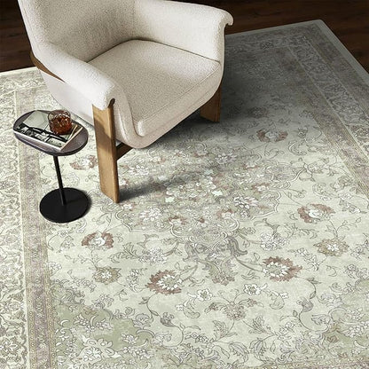vivorug 6x9 Area Rugs, Ultra-Soft Washable Rug for Living Room Dinner Room Bedroom, Non-Slip Vintage Sage Green Rug, Indoor Carpet Large Area Rug
