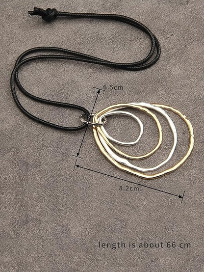 Leather Necklace for Women Boho Choker Necklace Long Cord Leather Pendant Bohemian Neckalce Vintage Alloy Pendant Leather Rope Necklace Wooden Necklaces for Women