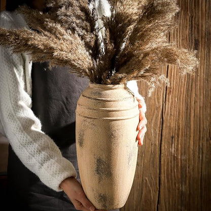 Ceramic Flower Vase with Handles, 12 inch Tall Vase for Centerpieces, Large Decorative Terracotta Vases, Farmhouse Rustic Vases for Home Decor, Living Room, Table, Neutral vase Lyeec