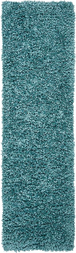 SAFAVIEH Sheep Shag Collection 2'3" x 8' Blue SSG212M Handmade 1-inch Thick Runner Rug