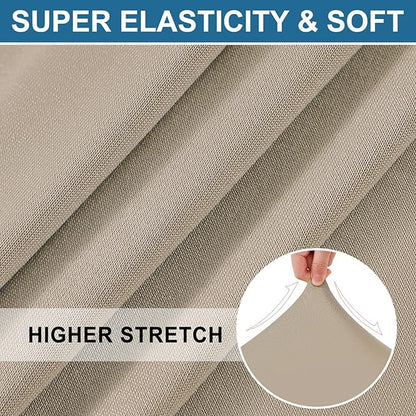 Smiry Printed Couch Cushion Covers, Stretch Soft Couch Covers for Sofa, Washable Non-Slip Sofa Slipcover Furniture Protector for Indoor and Outdoor (2 Pack, Taupe)