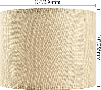 GO&SO Set of 2 Lamp Shades for Table Lamps Floor Lamps Rustic Brown Drum Lampshades- 13" Top x 13" Bottom x 10" High (Spider) Natural Burlap - Medium Lampshades Modern -Farmhouse Assembly Required