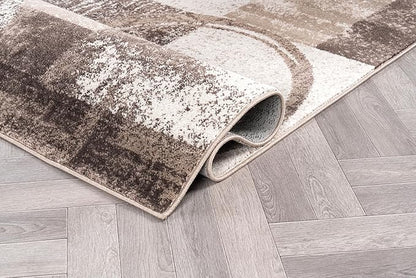 Rugshop Contemporary Abstract Circle Design Area Rug, Non-Shedding Carpet for Bedroom, Home Office, or Nursery, Brown, 3'3" x 5'
