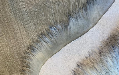 LAMBZY Faux Sheepskin Super Soft Hypoallergenic Silky Shag Rug for Living Room, Kids Room, Sofa (Double Side by Side 3'x4, White/Black Tips)