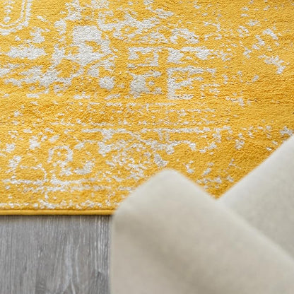 Rugs.com Arlington Collection Rug – 6' x 9' Yellow Medium-Pile Rug Perfect for Living Rooms, Large Dining Rooms, Open Floorplans