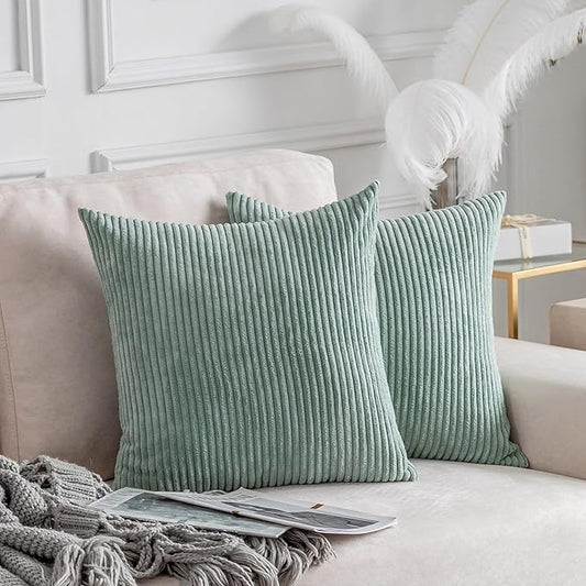 Home Brilliant Sage Spring Pillow Covers 16x16 Sofa Couch Green Pillow Covers Square Throw Pillows for Bedroom Couch Sofa Decor, 40x40 cm, Iceburg Green