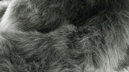Luxe Gordon Faux Fur Rug with Soft and Fluffy Pile | Machine Washable Living Room Rug with Anti-Slip Backing | Cruelty-Free Area Rugs for Office or Bedroom, Grey, 6 ft Dia.