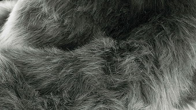 Luxe Gordon Faux Fur Rug with Soft and Fluffy Pile | Machine Washable Living Room Rug with Anti-Slip Backing | Cruelty-Free Area Rugs for Office or Bedroom, Grey, 4 ft x 6 ft