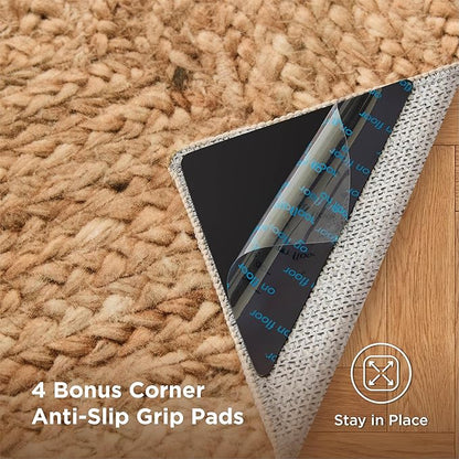 Bedsure 3x5 Printed Jute Rug for Living Room, Machine Washable Rugs, Jute-Look Rug, Non-Slip Backing, Non-Shedding